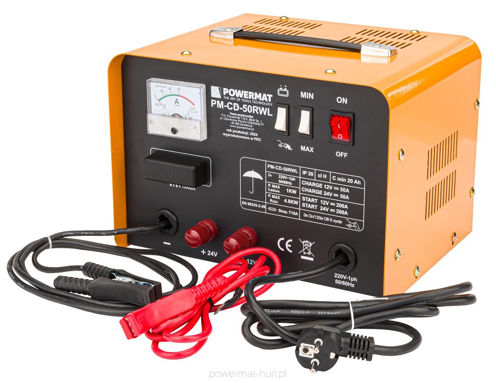 Prostownik akumulatorowy 12/24V z rozruchem PM-CD-50RWL