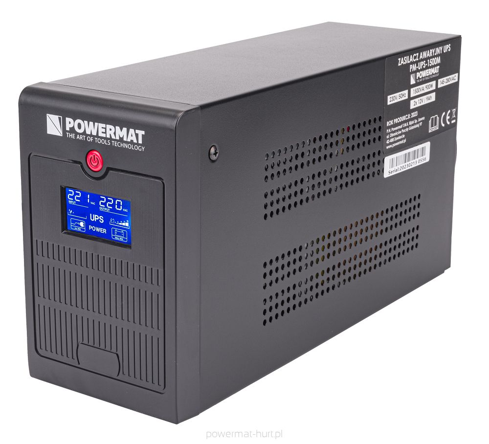 ZASILACZ AWARYJNY UPS LCD 1500VA 900W 2x 9AH PM-UPS-1500M