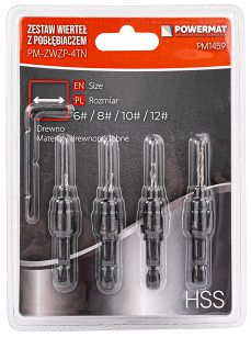 WIERTŁA DO DREWNA Z POGŁĘBIACZEM (ZESTAW 5el.) 6-16mm PM-ZWZP-4TN