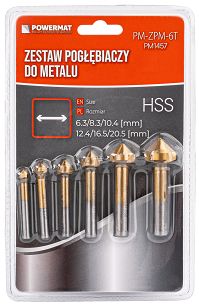 WIERTŁA FREZUJĄCE POGŁĘBIACZE (ZESTAW 6el.) 6,3-20,5mm  PM-ZPM-6T